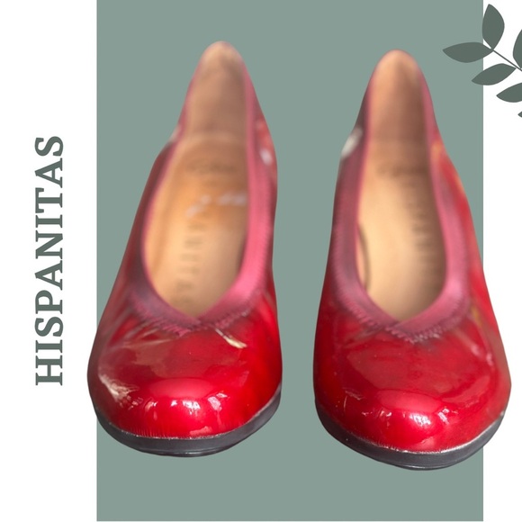 Hispanitas Red Leather Heel Pump Shoe Made in Spain Size 37 Size 6 - Picture 2 of 7